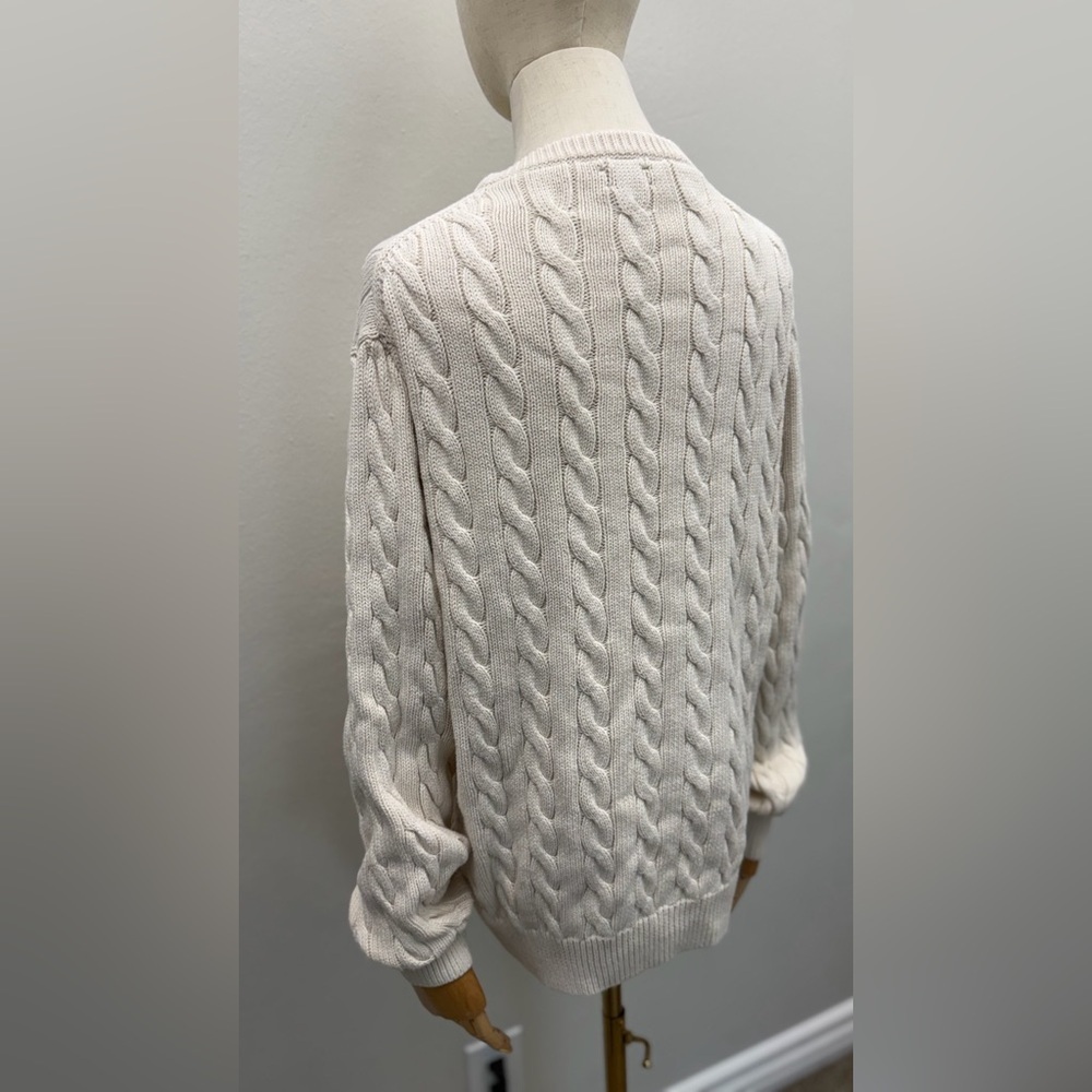J.Crew Cable Knit Sweater Cream Ivory 100% Cotton Long Sleeve Size L - Picture 5 of 11